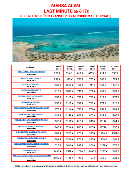 EGIPAT MARSA ALAM LAST MINUTE 17.10.2024